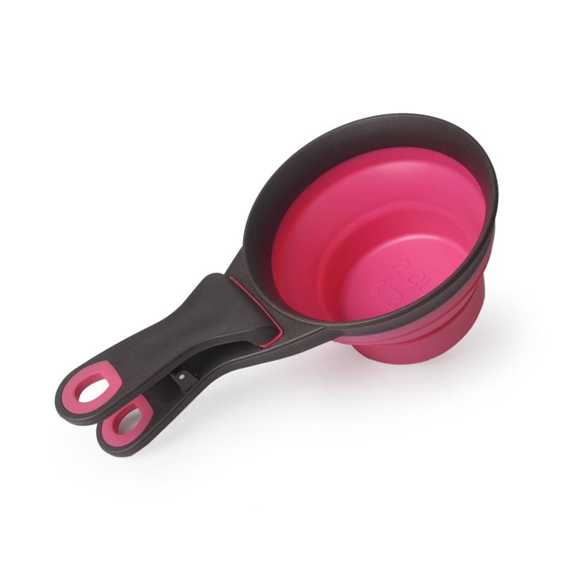 Multifunctional Folding Silicone Dog Bowl Feeder Portable Pet Food Container Measuring Cup Spoon Dogs Feed Storage Tool